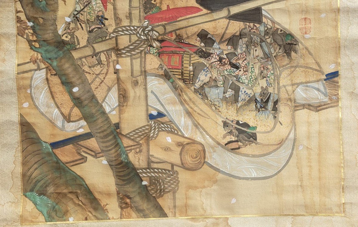 Japon Grand Kakemono Geisha époque Tout Début XIXe Ou Antérieur-photo-5