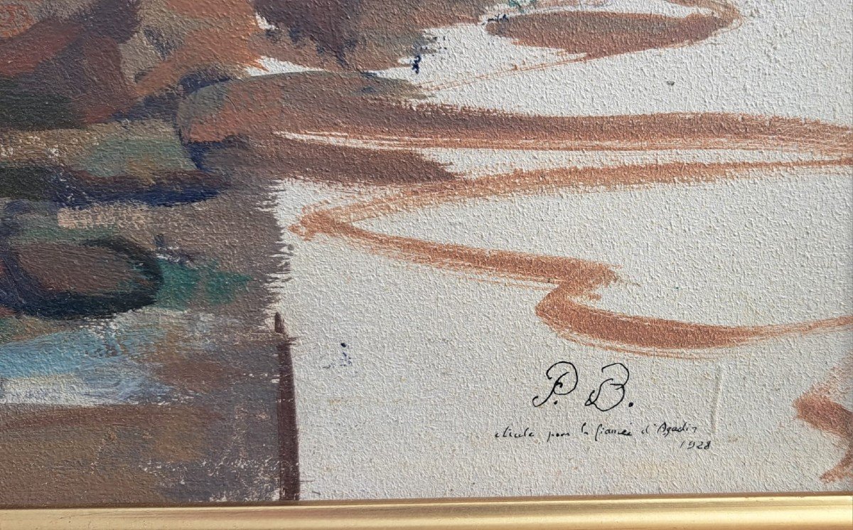 Deux Tableaux Orientaliste Pierre Benoit (1886 - 1962) Peintre Voyageur écrivain Art Deco Maroc-photo-1