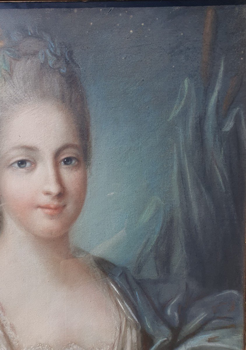 Très Beau Portrait De Comtesse d'époque Louis XVI Marquise, Dame De Qualité XVIIIe Pastel-photo-2