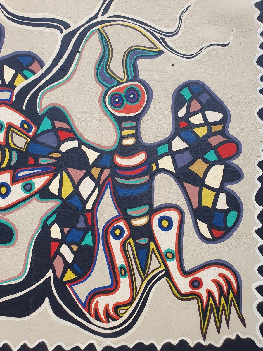 Grande Huile Sur Toile Sign&eacute;e Marcel Gotene (1939-2013), Et Dat&eacute;e 78 Poto-poto Congo-photo-3