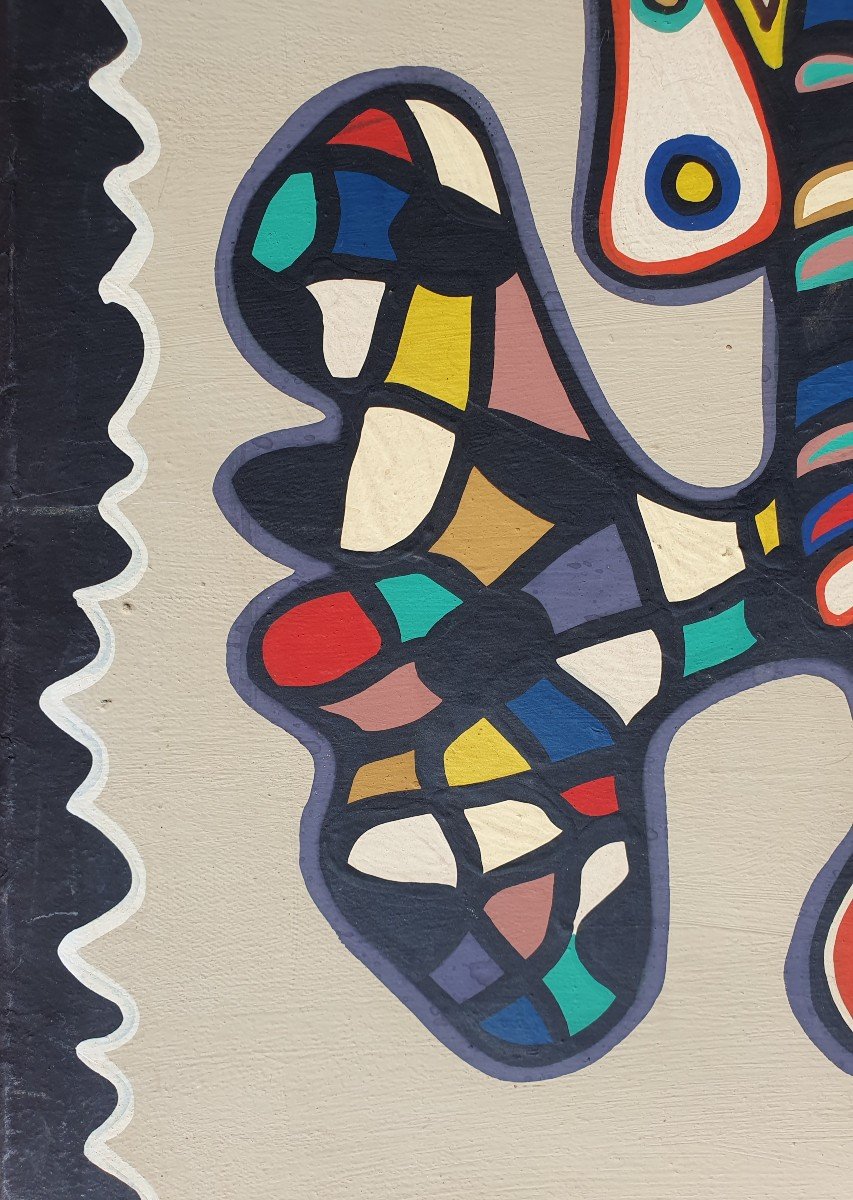Grande Huile Sur Toile Sign&eacute;e Marcel Gotene (1939-2013), Et Dat&eacute;e 78 Poto-poto Congo-photo-4
