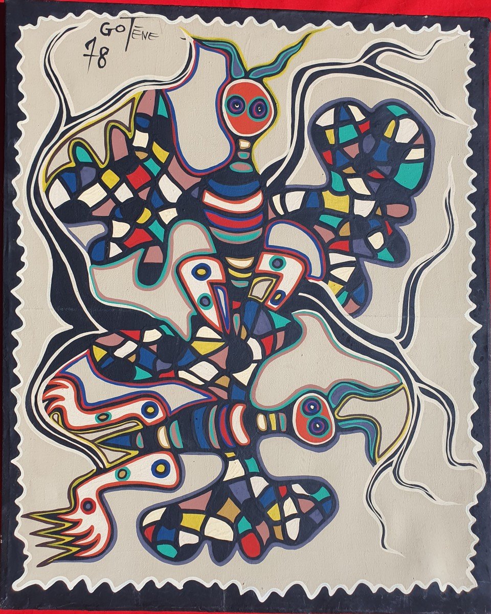 Grande Huile Sur Toile Sign&eacute;e Marcel Gotene (1939-2013), Et Dat&eacute;e 78 Poto-poto Congo