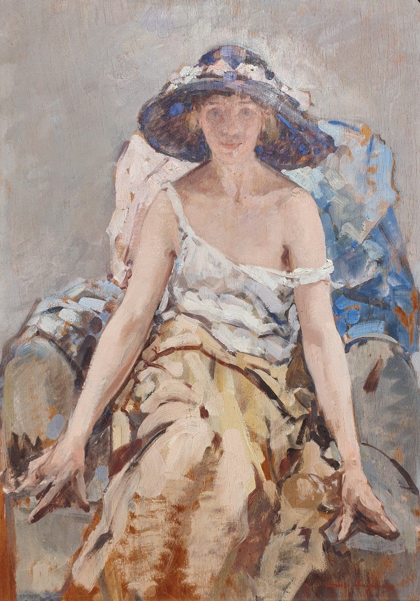 Portrait Femme Art Nouveau André Cluysenaar (1871-1939) Peintre Belge Impressionniste-photo-2