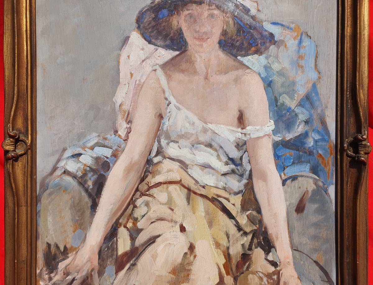 Portrait Femme Art Nouveau André Cluysenaar (1871-1939) Peintre Belge Impressionniste-photo-4