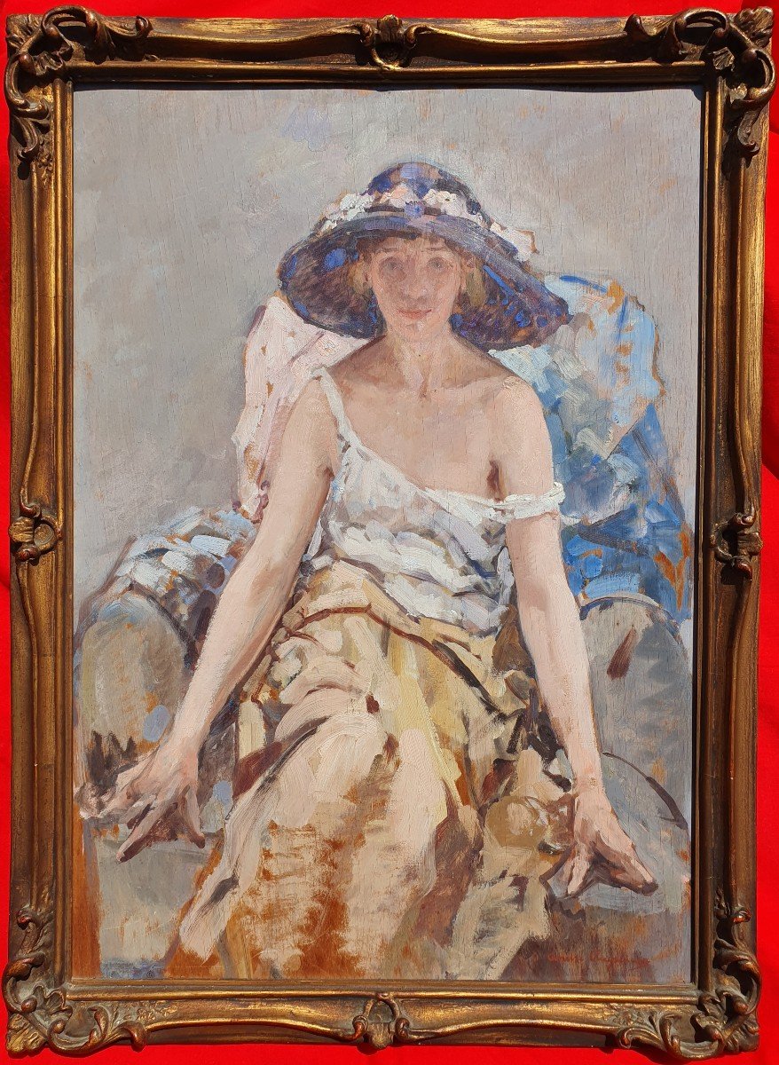 Portrait Femme Art Nouveau André Cluysenaar (1871-1939) Peintre Belge Impressionniste