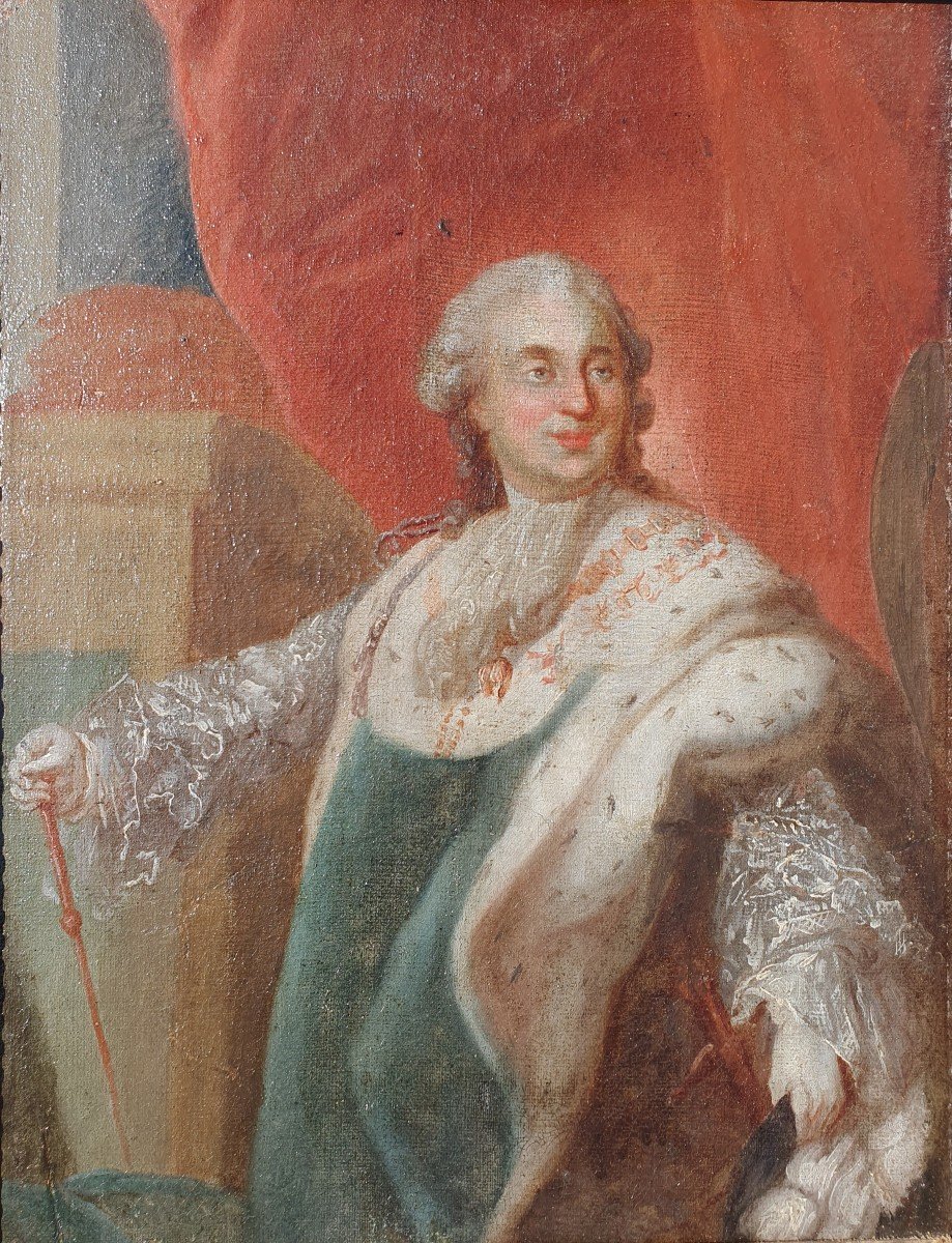 Beautiful Portrait Of Three Quarters Of The King Of France Louis XVI (1754-1793)-photo-2