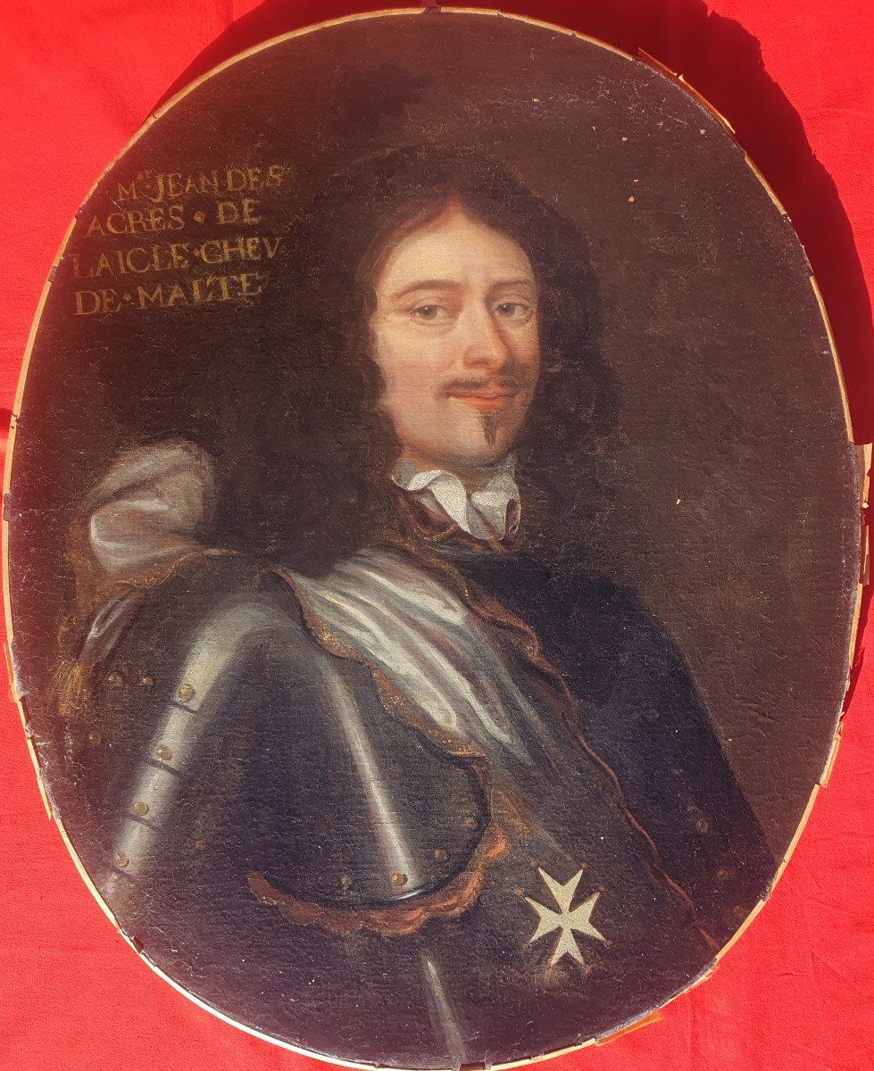 Portrait Of Jean Des Acres De L’aigle Knight Of The Order Of Malta Oil On Canvas Seventeenth 