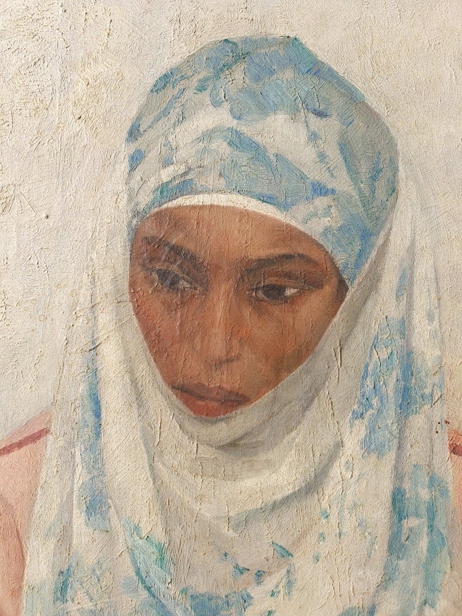 Very Beautiful Orientalist Portrait Of Moroccan Woman Simone Lorimy Delaroziere 20th-photo-3