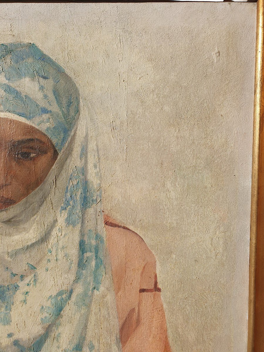 Very Beautiful Orientalist Portrait Of Moroccan Woman Simone Lorimy Delaroziere 20th-photo-3