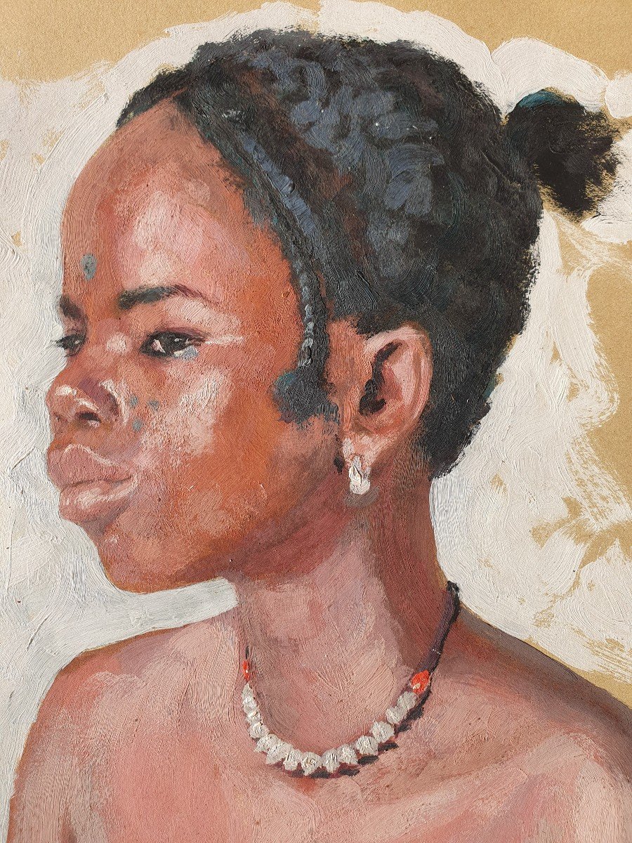 Portrait Of Young Malagasy Girl Paul Léon Bléger Africanist Traveler Painter Madagascar-photo-2