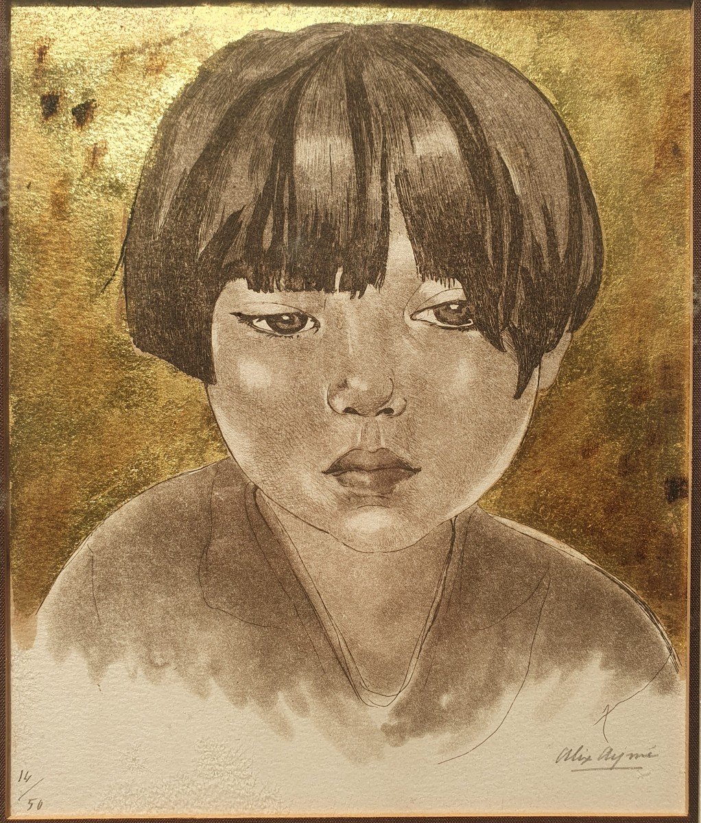 Alix Aymé (1894-1898) Jeune Fille Annamite Tien Mai, Eau Forte Indochine Vietnam Peintre Voyageur