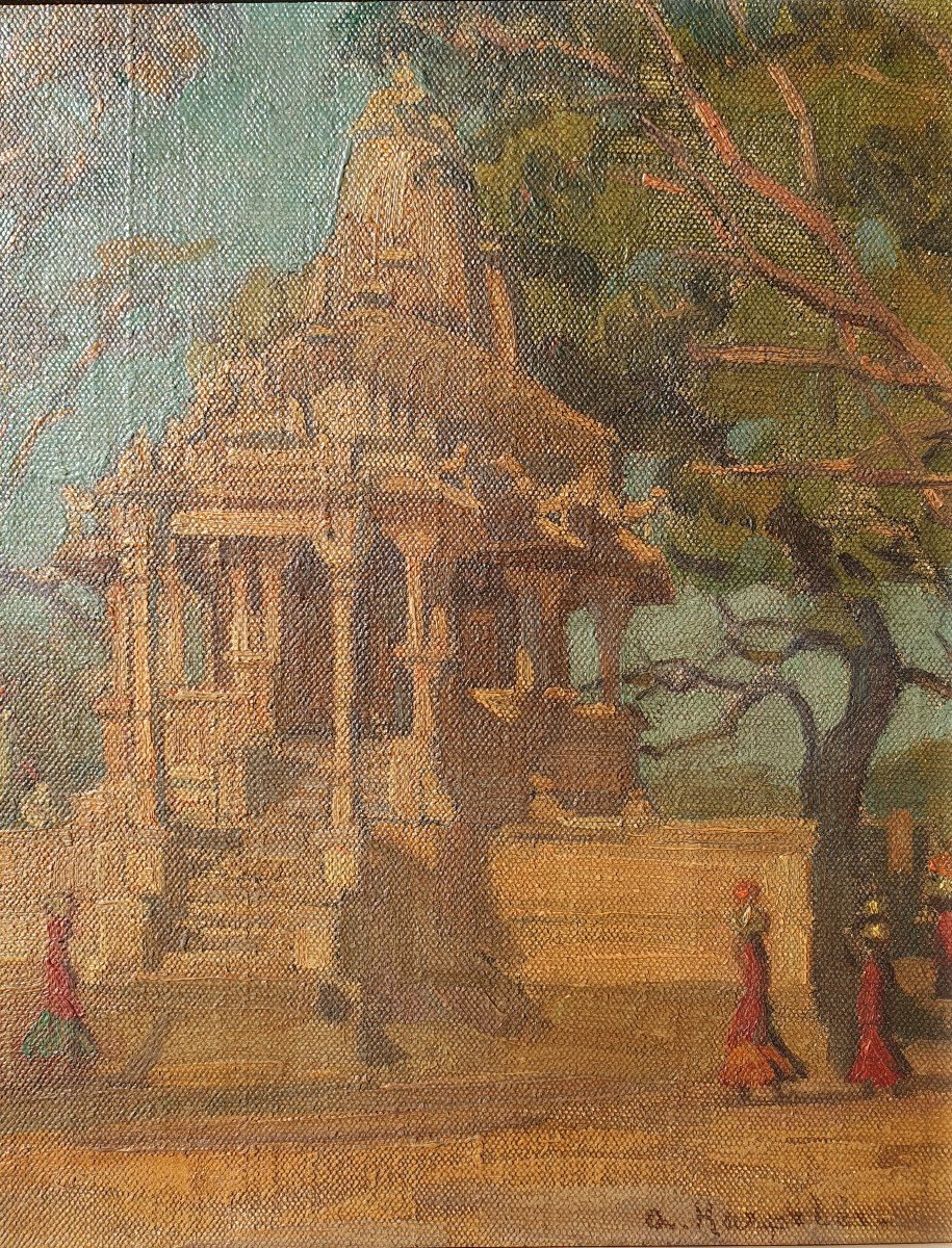 Andrée Karpelès (1854-1913) Hindu Temple In Udaipur Painter Traveler India Bengal School-photo-3