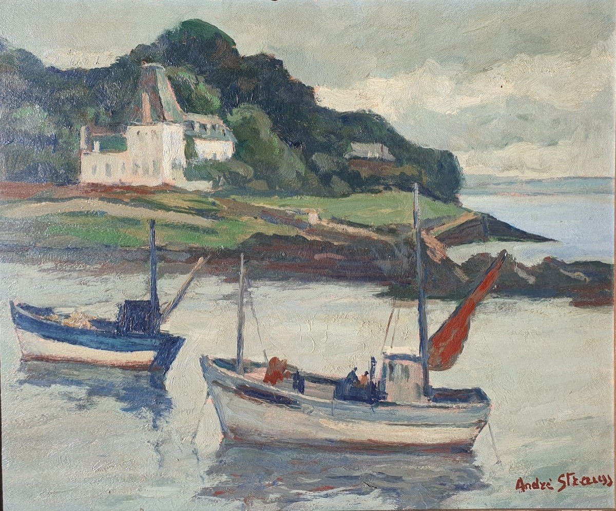 Tristan Island Bay Of Douarnenez André Strauss (1885-1975) Marine Brittany-photo-2
