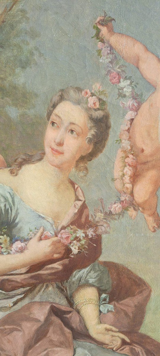 Portrait De Marquise Entourée D’amours, Albert Creswell (1862-1936) XVIIIe (dans Le Goût)-photo-2