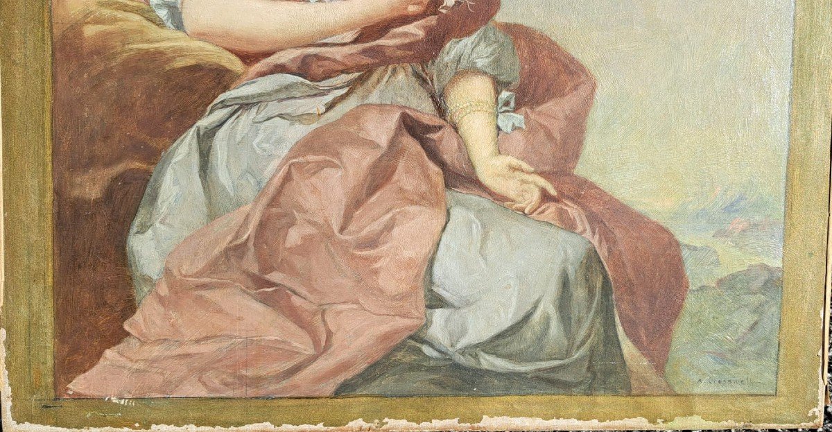 Portrait De Marquise Entourée D’amours, Albert Creswell (1862-1936) XVIIIe (dans Le Goût)-photo-4