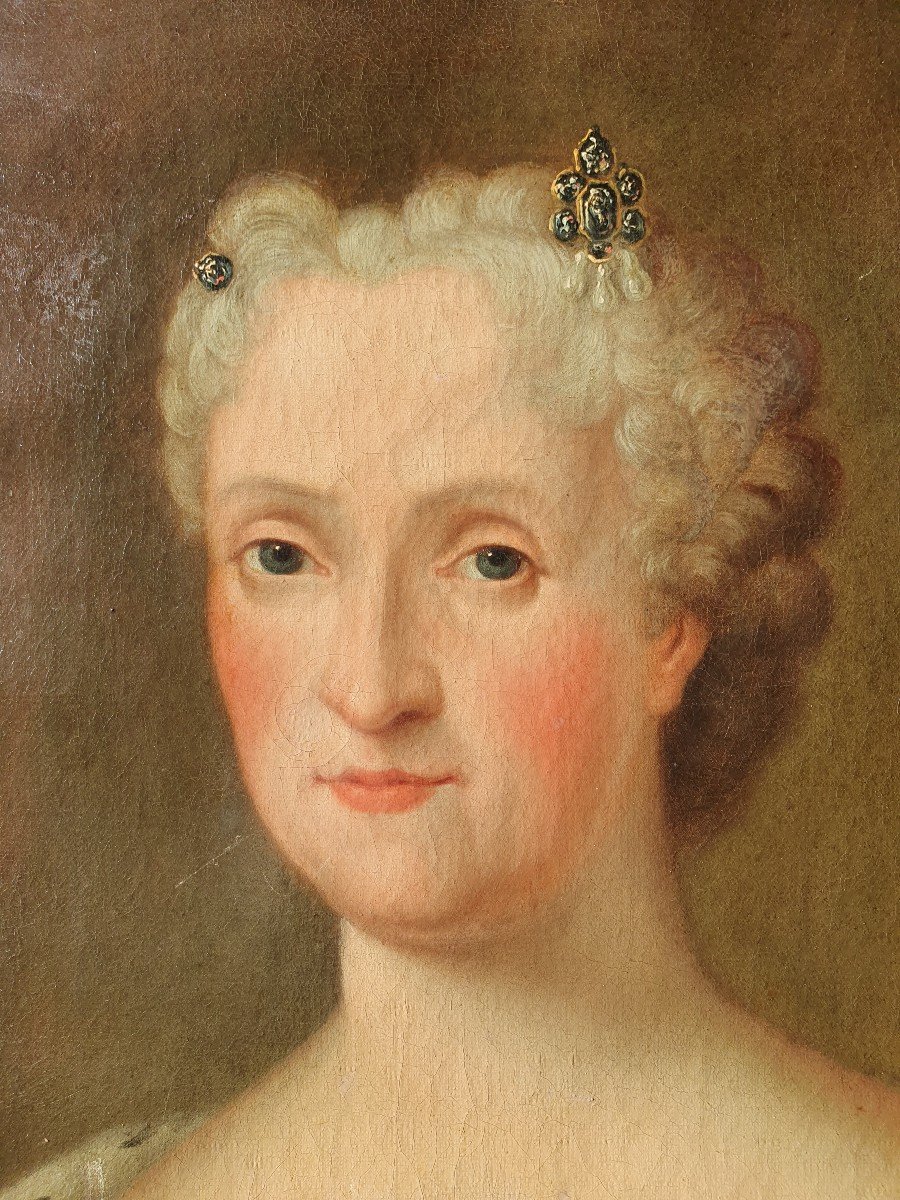 Grand Portrait De La Reine Ulrique-&Eacute;l&eacute;onore De Su&egrave;de (1688-1741) XVIIIe -photo-3