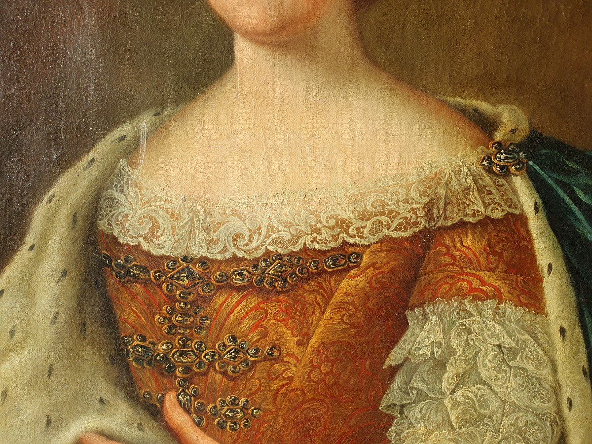 Grand Portrait De La Reine Ulrique-&Eacute;l&eacute;onore De Su&egrave;de (1688-1741) XVIIIe -photo-4