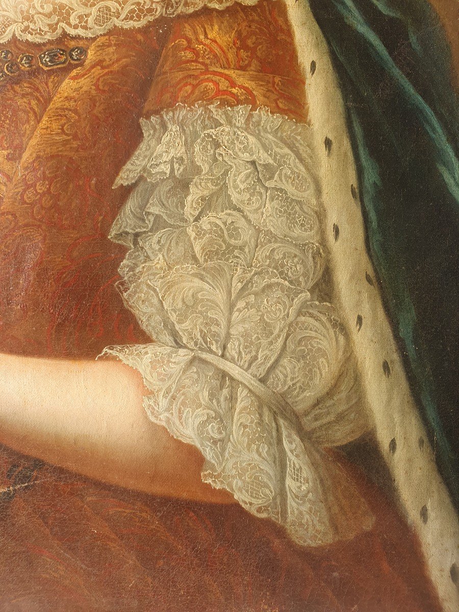 Grand Portrait De La Reine Ulrique-&Eacute;l&eacute;onore De Su&egrave;de (1688-1741) XVIIIe -photo-2