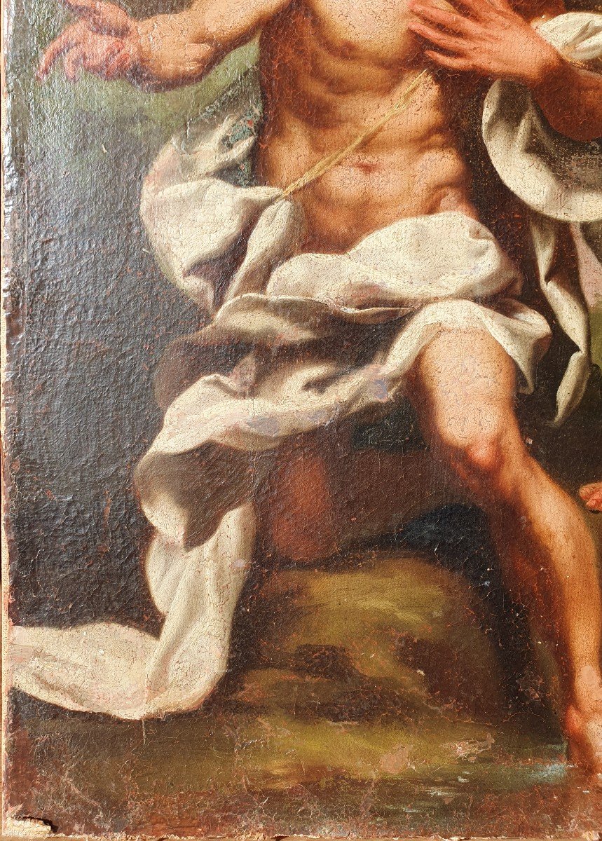 Religious Painting Baptism Of Christ By Saint John The Baptist Italian School Baroque 18th Century-photo-4