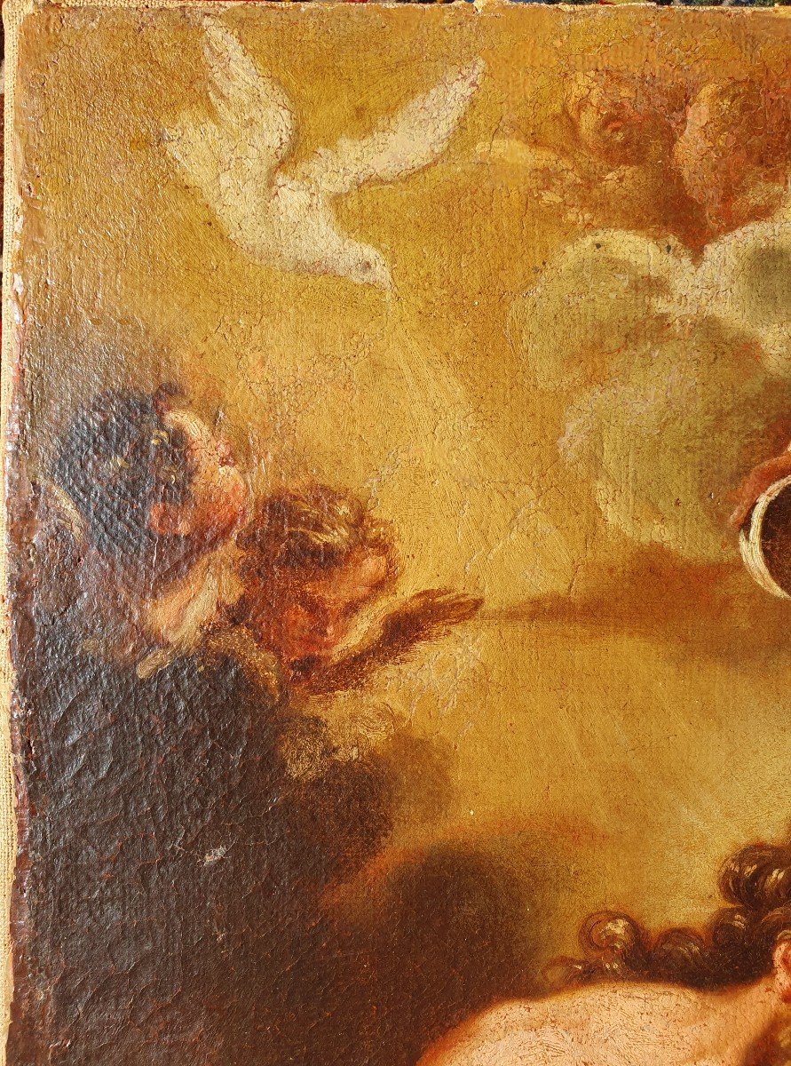 Religious Painting Baptism Of Christ By Saint John The Baptist Italian School Baroque 18th Century-photo-2