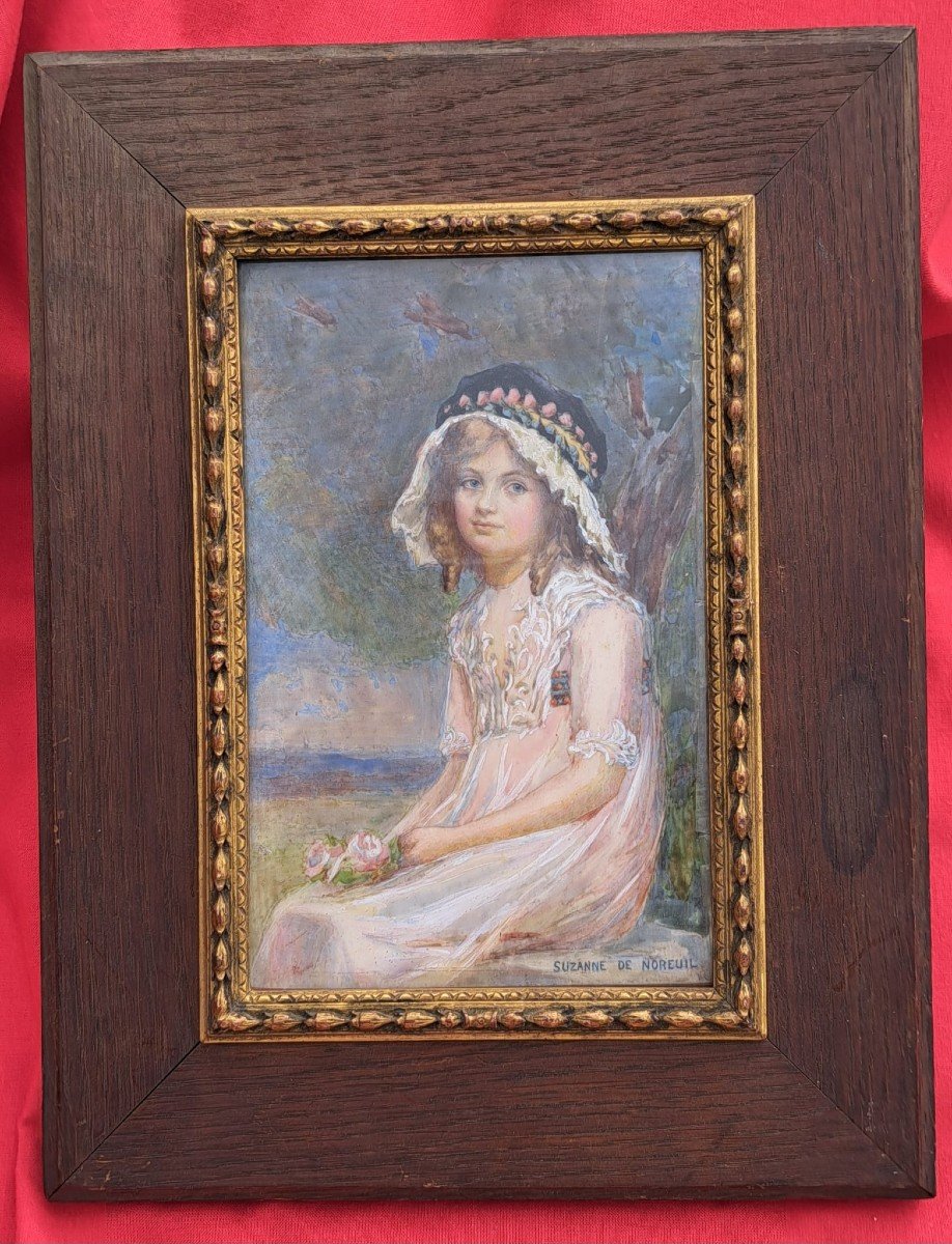 Large Miniature Portrait Girl Suzanne De Bonnal De Noreuil