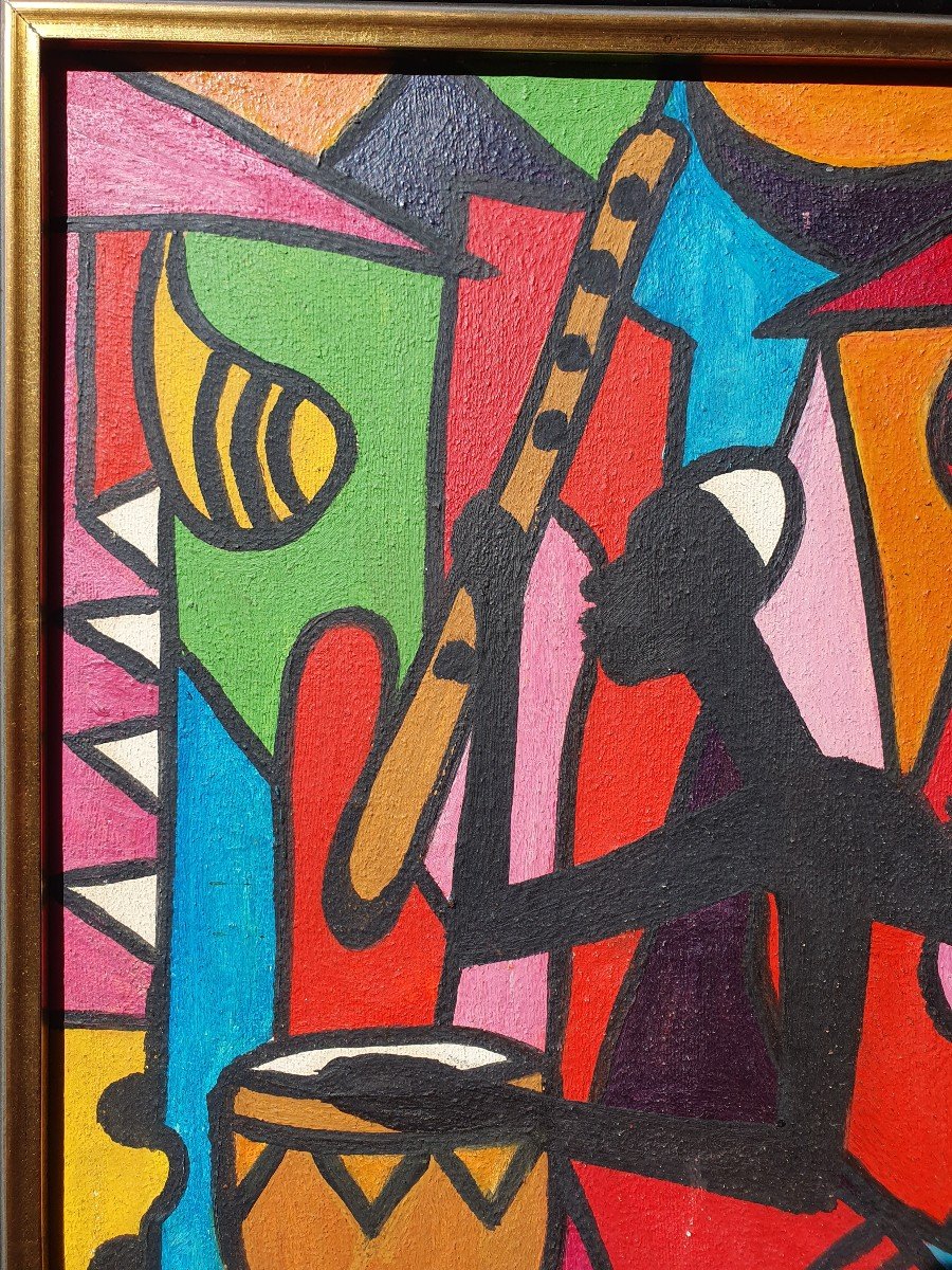 Jacques Zigoma (1936-1987) Ecole De Poto-Poto Brazzaville Congo Tableau Africain-photo-3