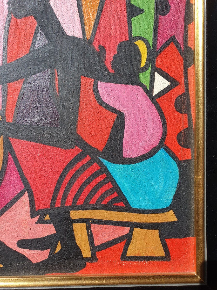 Jacques Zigoma (1936-1987) Ecole De Poto-Poto Brazzaville Congo Tableau Africain-photo-2