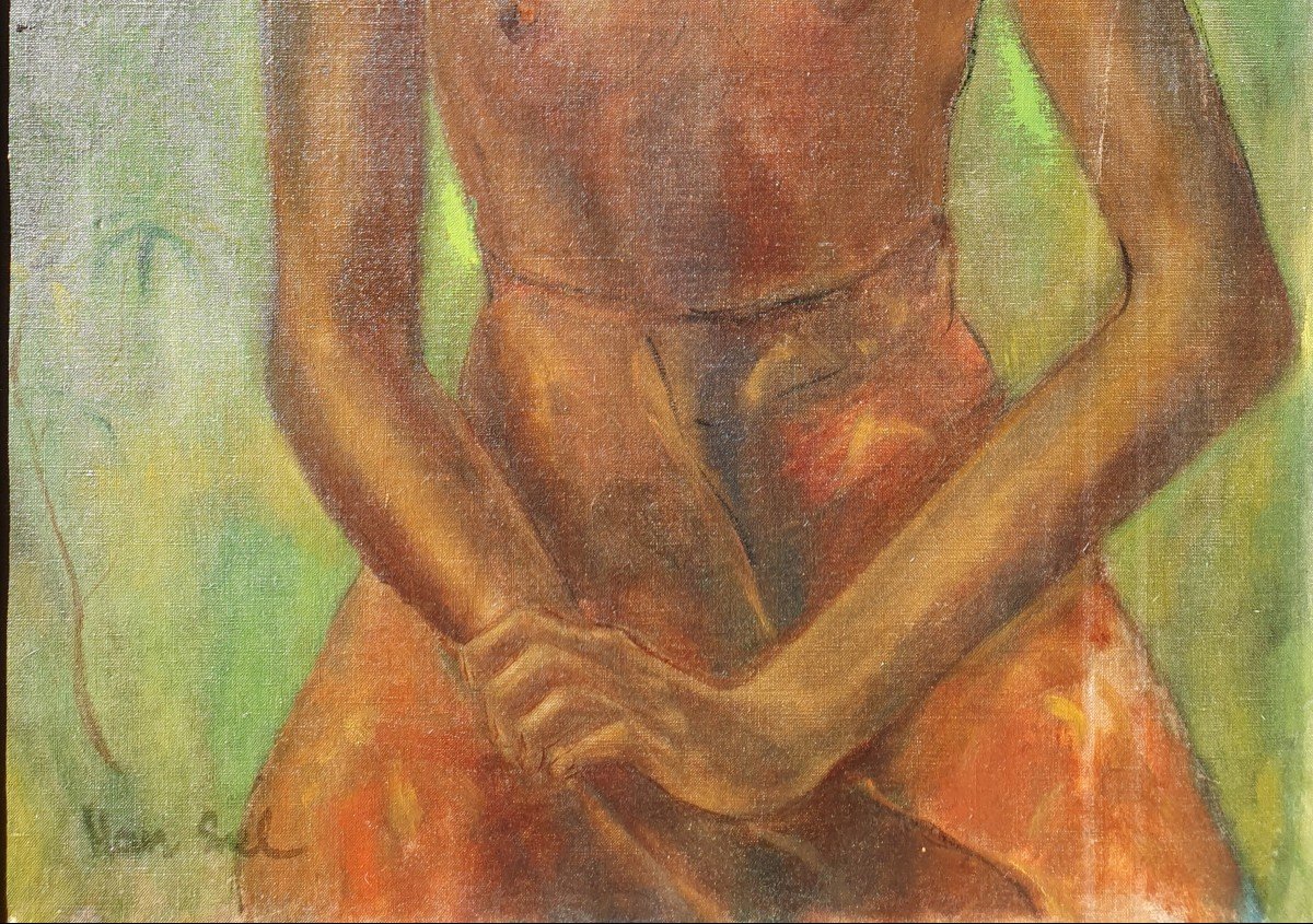 Han Snel (1925-1998) Portrait d’une Balinaise Indonésie Bali Ubud Fauvisme Expressionnisme-photo-1