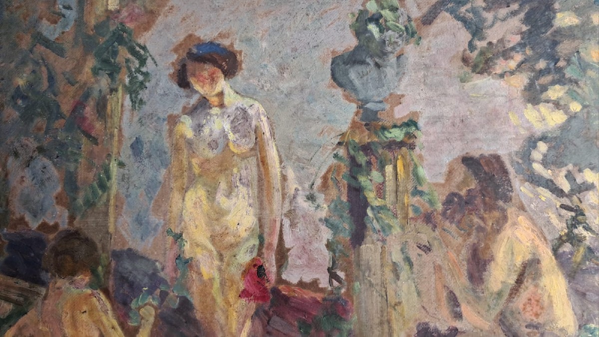Robert Laloue (1884-1929)  Double Face, Tableau Symboliste Paysage Breton XXe-photo-3