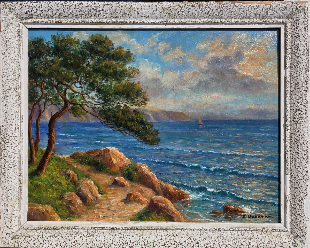 Arsène Chabanian (1864-1949) Tableau Marine, Méditerranée Arménie Shabanyan-photo-2