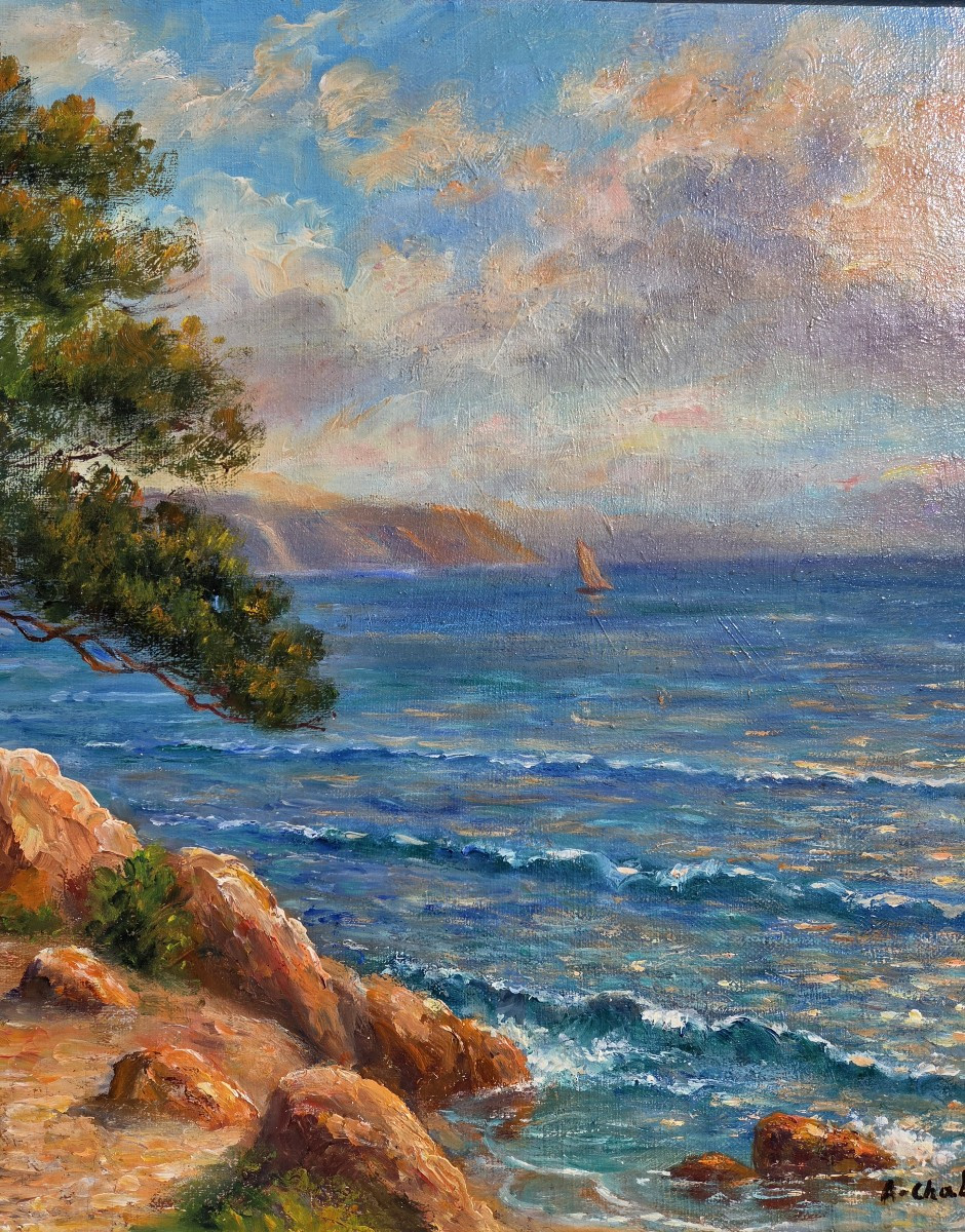 Arsène Chabanian (1864-1949) Tableau Marine, Méditerranée Arménie Shabanyan-photo-3