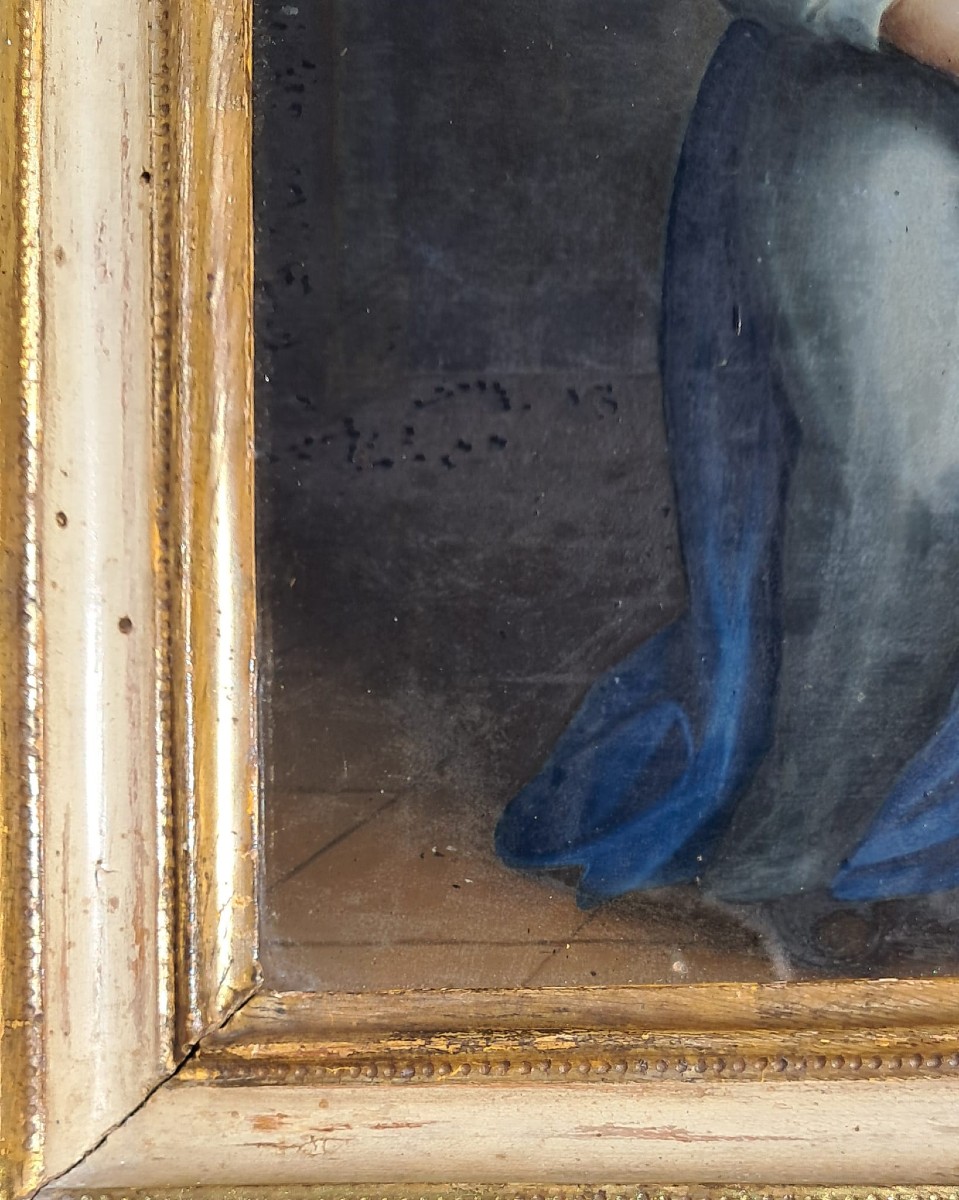 Paire de fixés sous verre Religieux XVIIIe époque Louis XV Vierge à L’enfant -photo-3