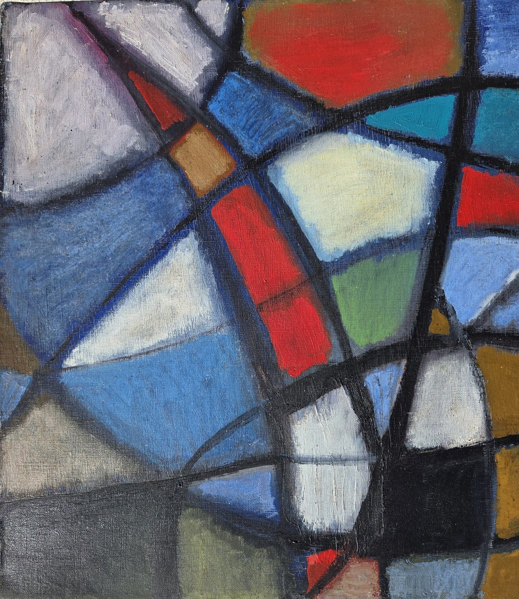 André Bloc (1896-1966) Abstract Painting, Mondrian, Le Corbusier, Vasarely Design-photo-2