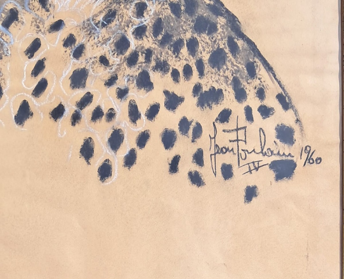 Jean Poulain (1884-1967) Guépard Peintre Animalier Belge-photo-3