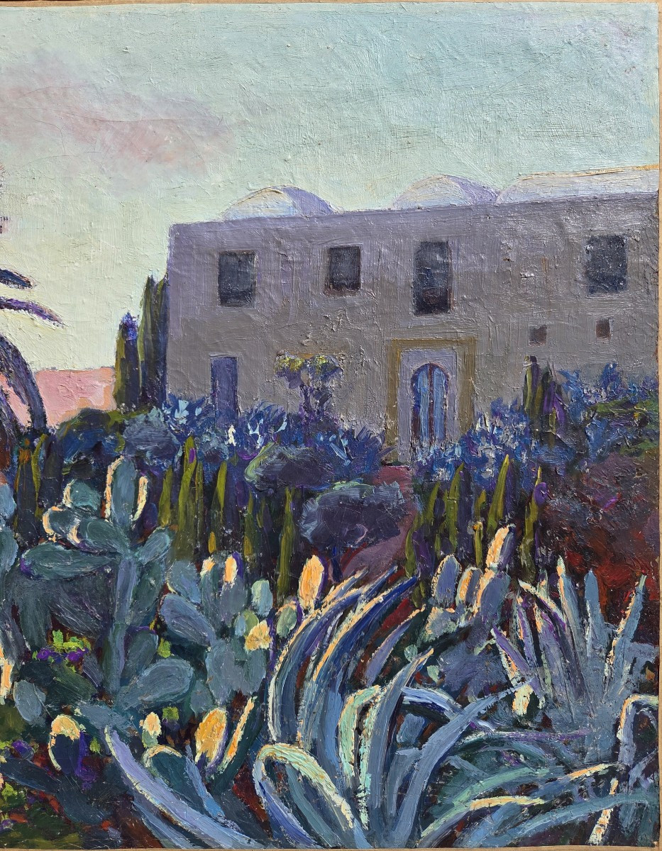 André Delacroix (1878-1934) Sidi Bou Saïd Orientalist Painting Tunisia Dar Lasram-photo-2