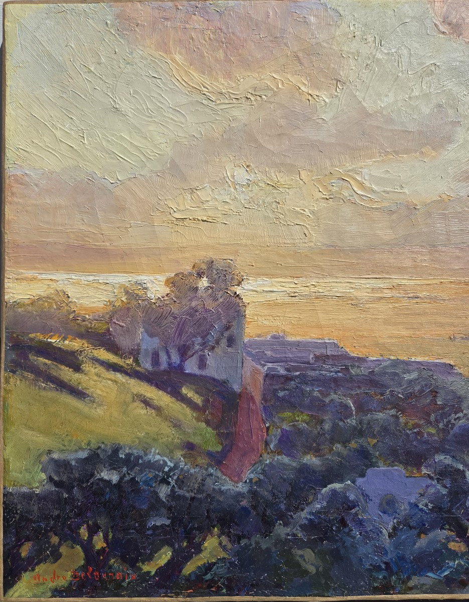 André Delacroix (1878-1934) Sidi Bou Saïd Orientalist Painting Tunisia Dar Lasram-photo-4