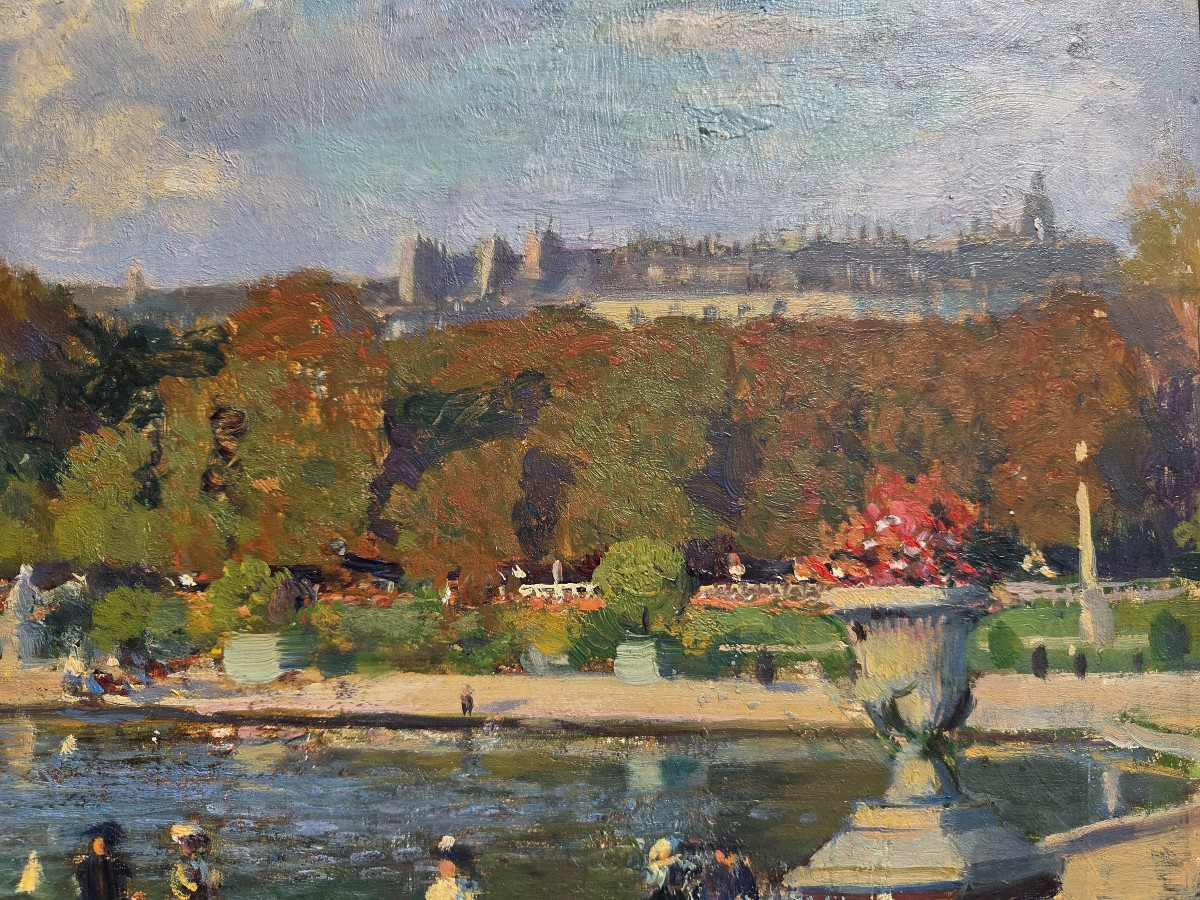 Jules Raymond Koenig (1872 - 1966) Jardin du Luxembourg Paris Tableau Impressionniste 1900-photo-4
