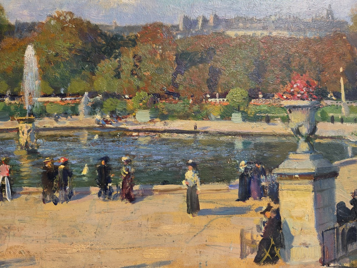 Jules Raymond Koenig (1872 - 1966) Jardin du Luxembourg Paris Tableau Impressionniste 1900-photo-1