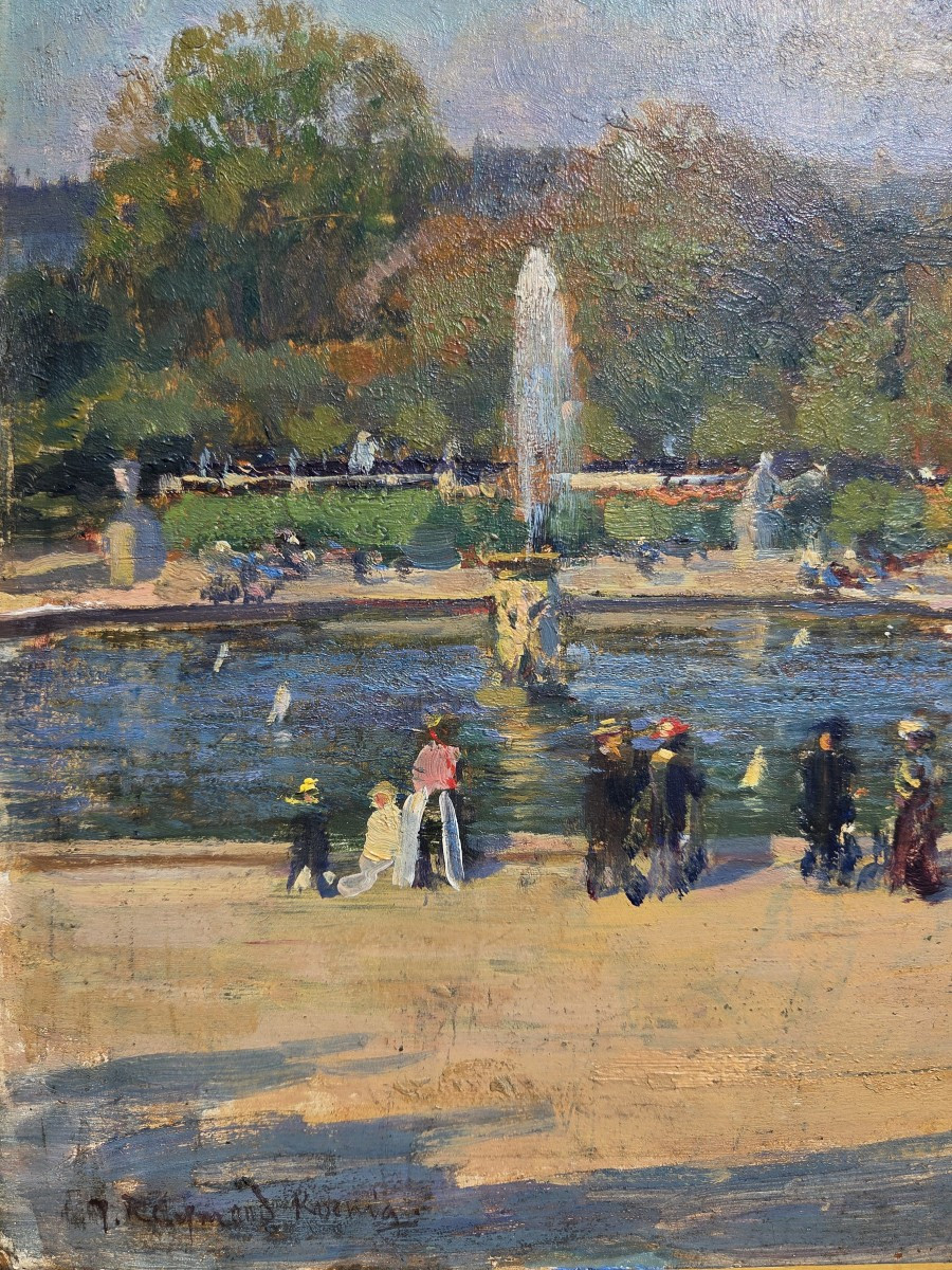 Jules Raymond Koenig (1872 - 1966) Jardin du Luxembourg Paris Tableau Impressionniste 1900-photo-2