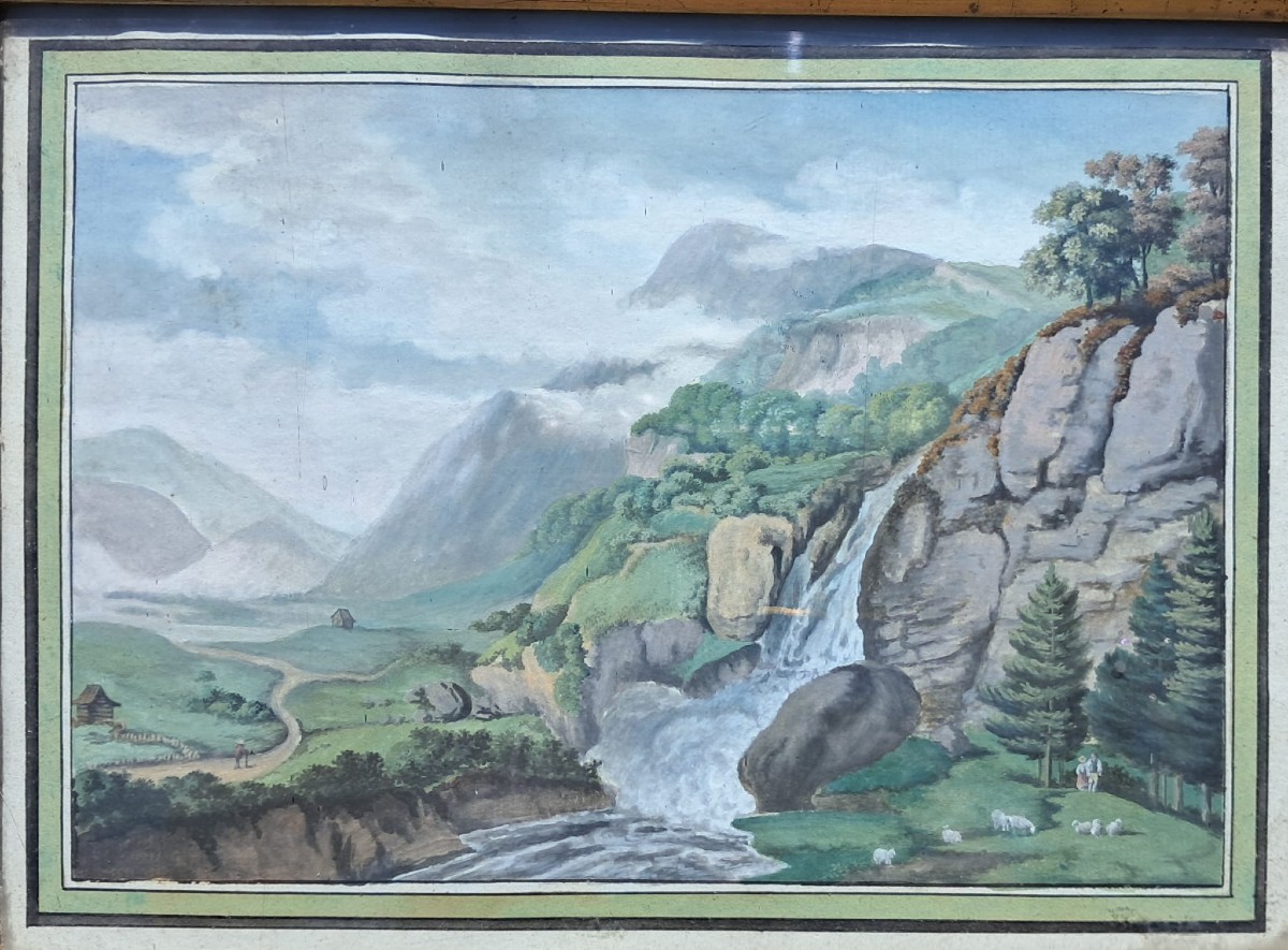 Deux gouaches Paysage  fin XVIIIe -photo-1