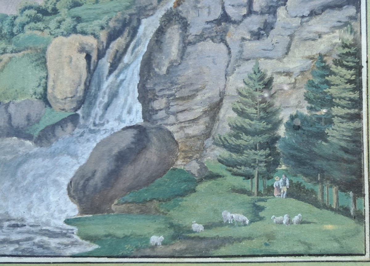Deux gouaches Paysage  fin XVIIIe -photo-2