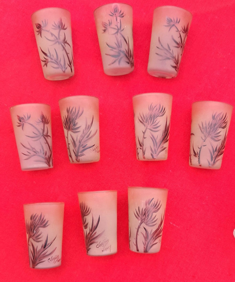 Vessiere Nancy Art Nouveau Glassware Set, Circa 1900 – Pâte De Verre-photo-2