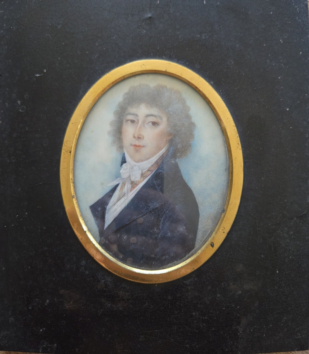 Miniature Portrait Of An Elegant Man Circa 1830 Dandy 19th Century-photo-2