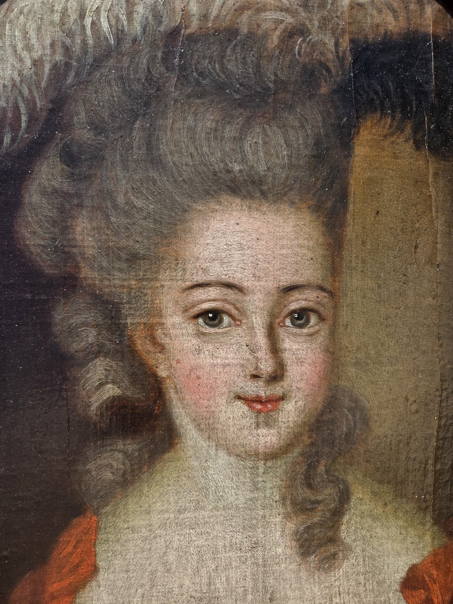 Portrait oval dame de qualité XVIIIe siècle Ecole Française Noblesse-photo-2