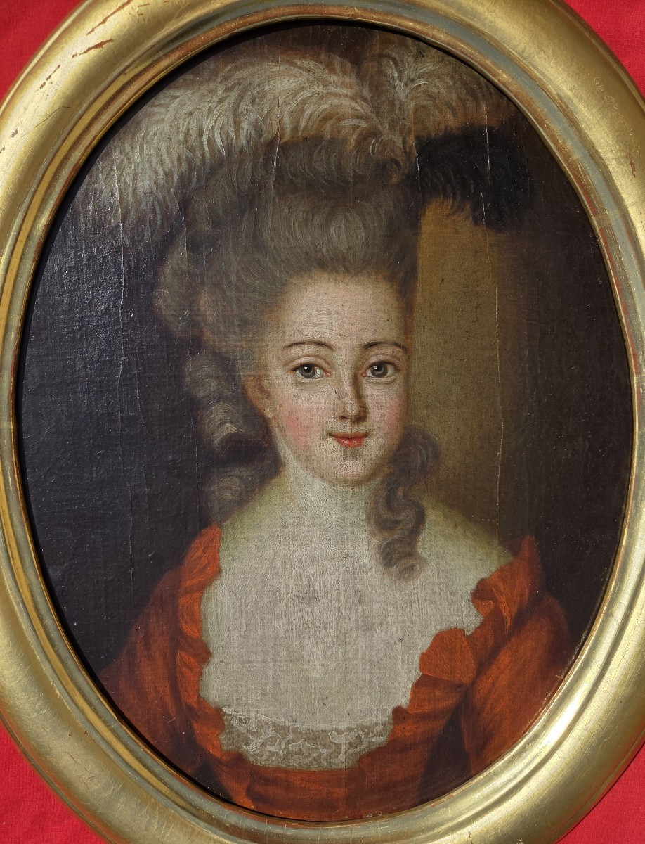 Portrait oval dame de qualité XVIIIe siècle Ecole Française Noblesse-photo-3