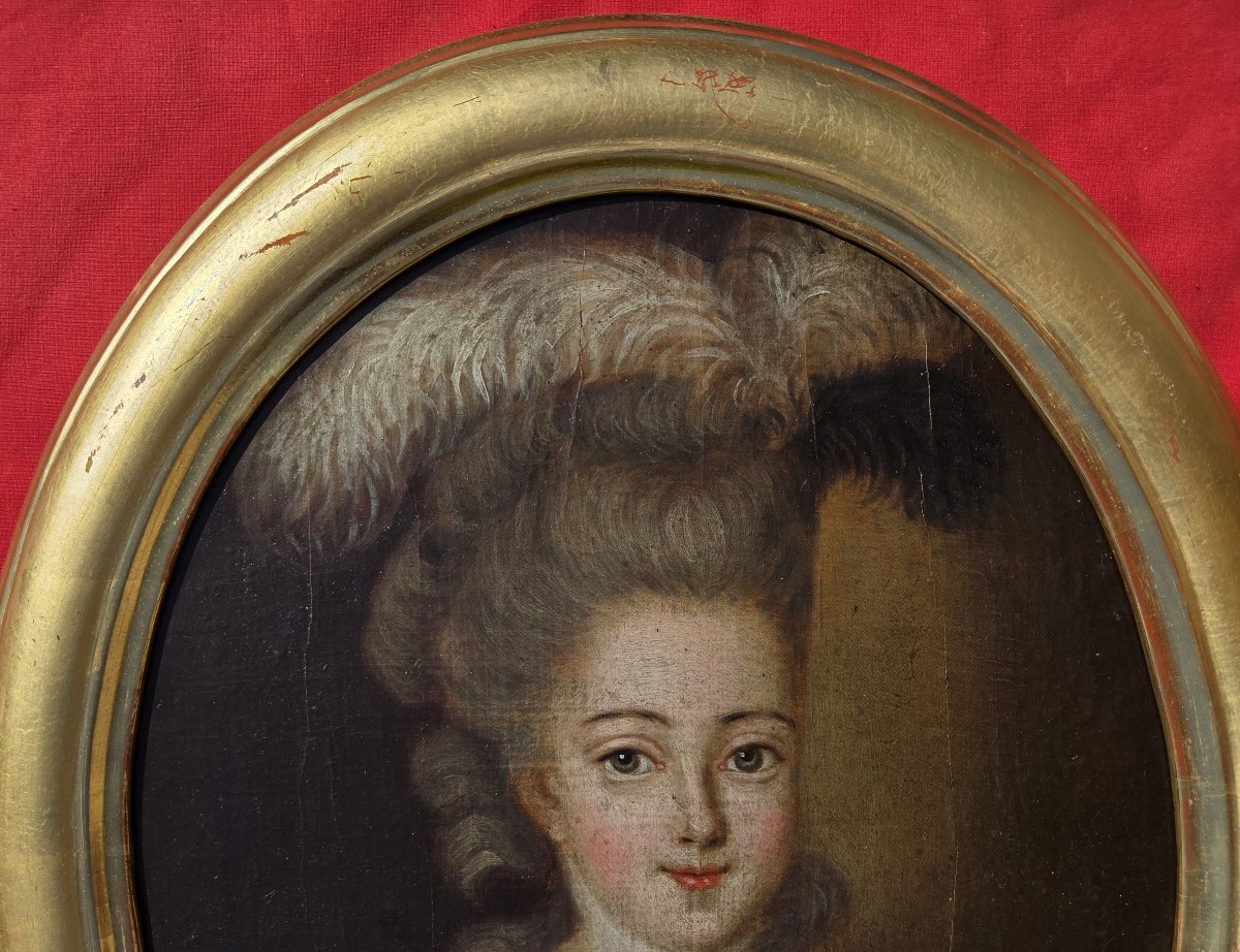 Portrait oval dame de qualité XVIIIe siècle Ecole Française Noblesse-photo-4