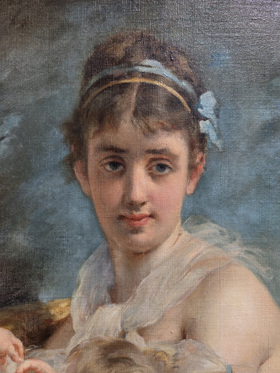 Charles Joshua Chaplin (1825-1891) (attributed To) Mother And Her Child 19th Century-photo-4