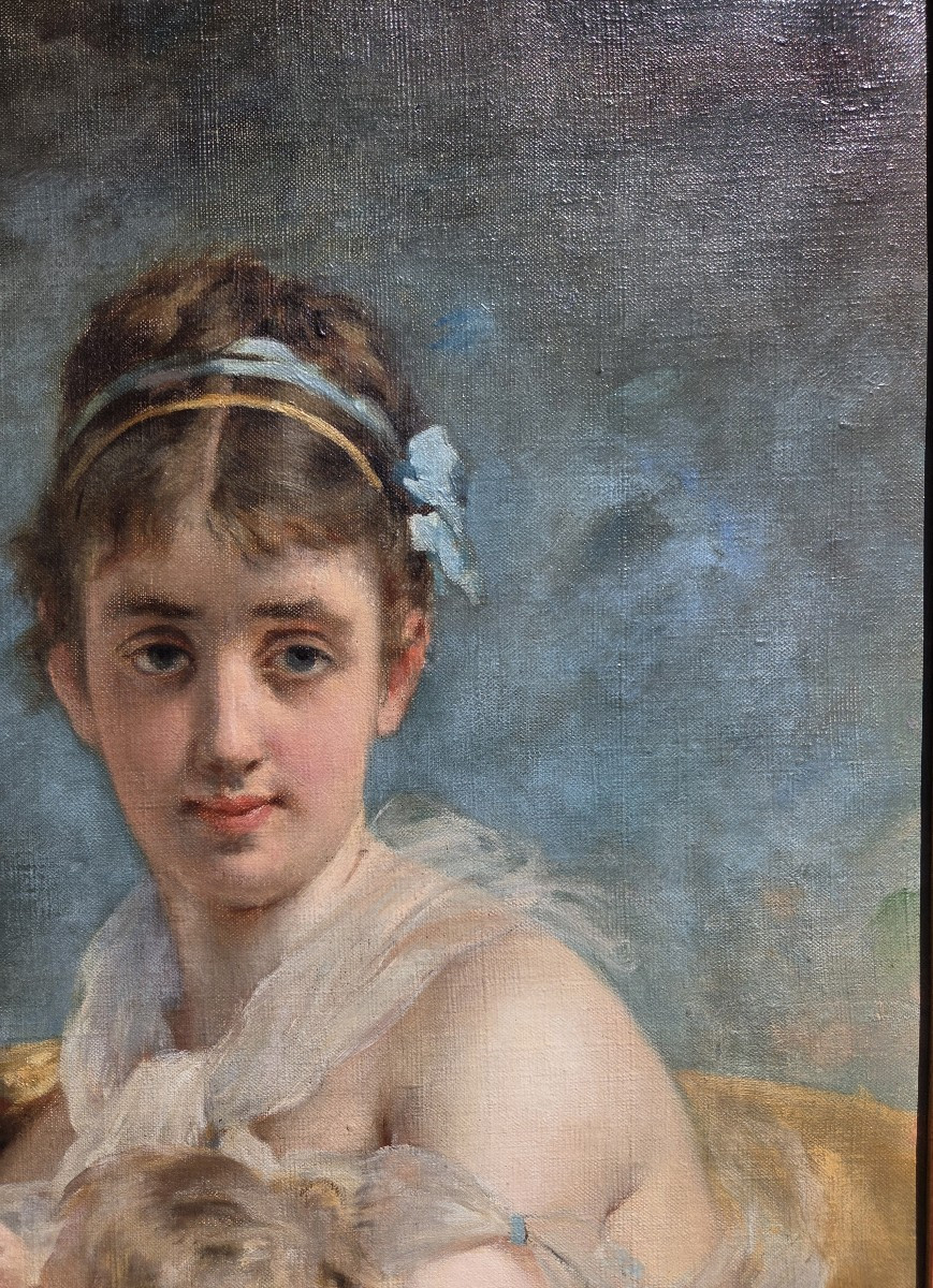 Charles Joshua Chaplin (1825-1891) (attributed To) Mother And Her Child 19th Century-photo-2