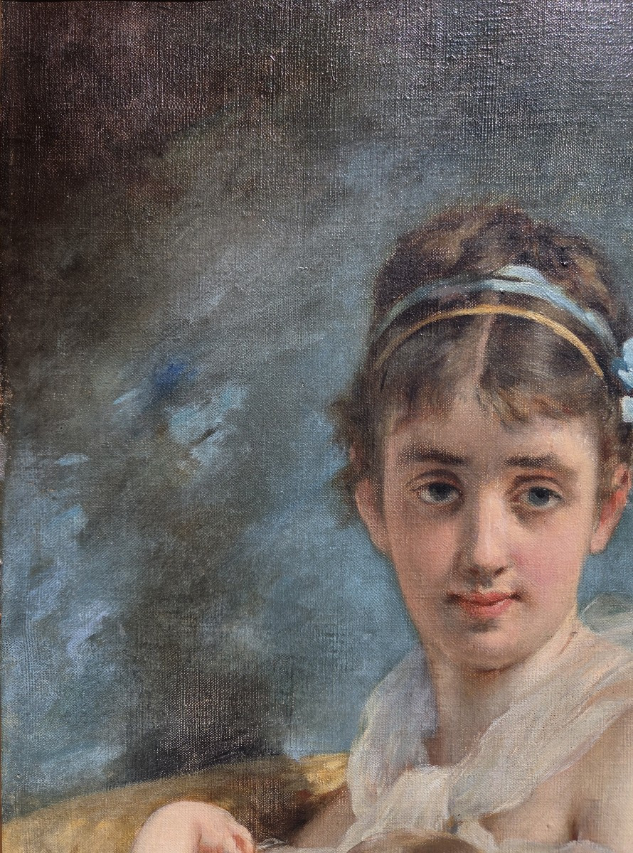 Charles Joshua Chaplin (1825-1891) (attributed To) Mother And Her Child 19th Century-photo-3