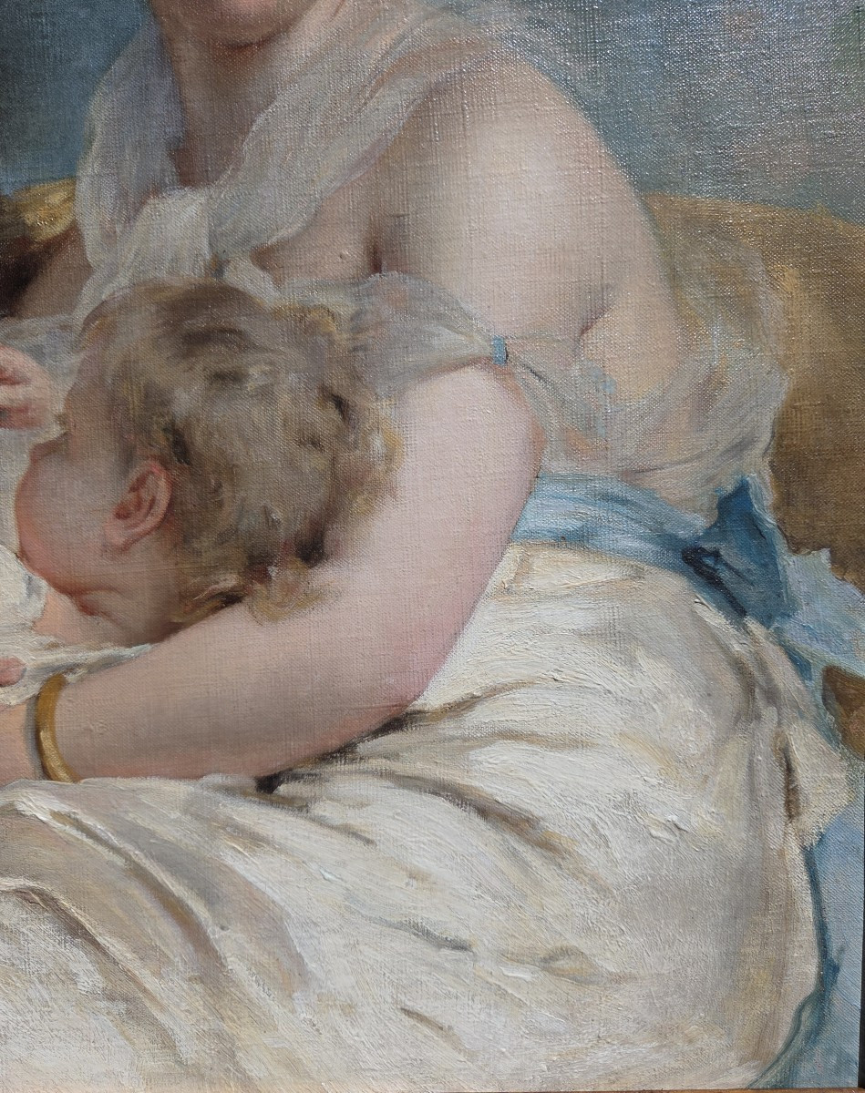 Charles Joshua Chaplin (1825-1891) (attributed To) Mother And Her Child 19th Century-photo-4